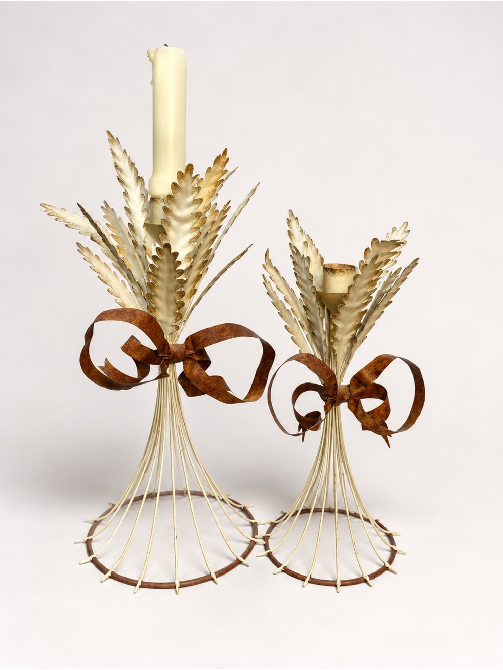 Vintage Tole Style Metal Wheat Sheaf Candle Holders Set of 2 Philippines